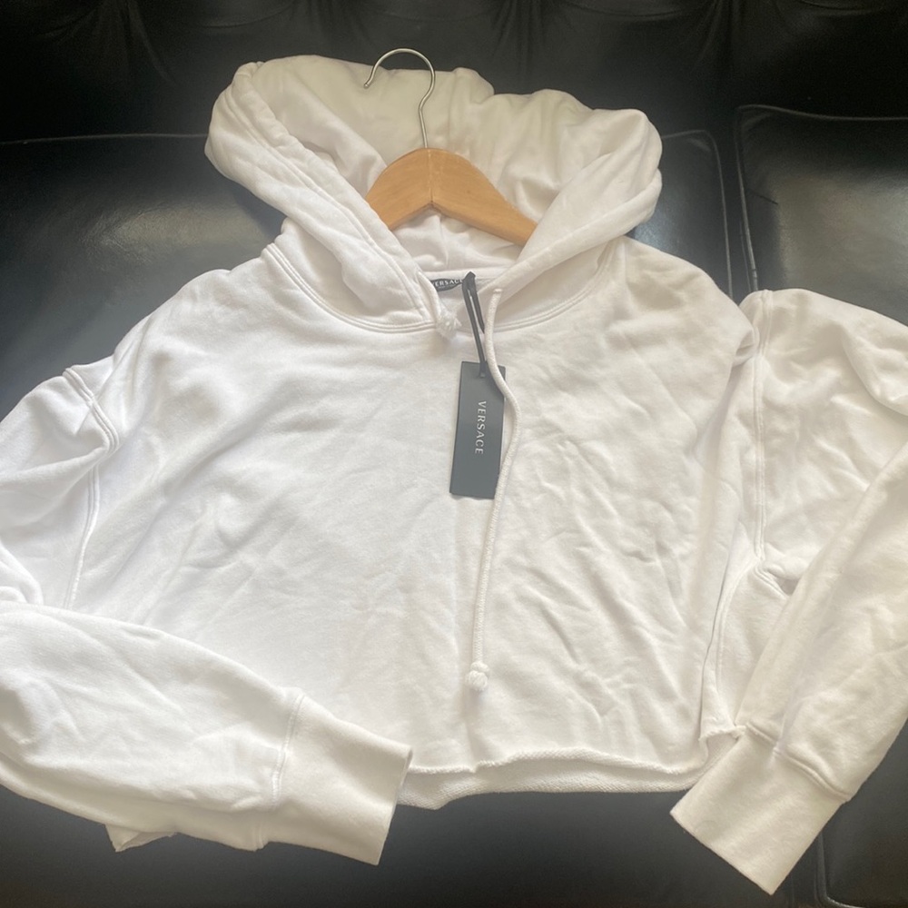 VERSACE brand new with tags. Crop hoodie sweater. white, size 38 EU. XS in US